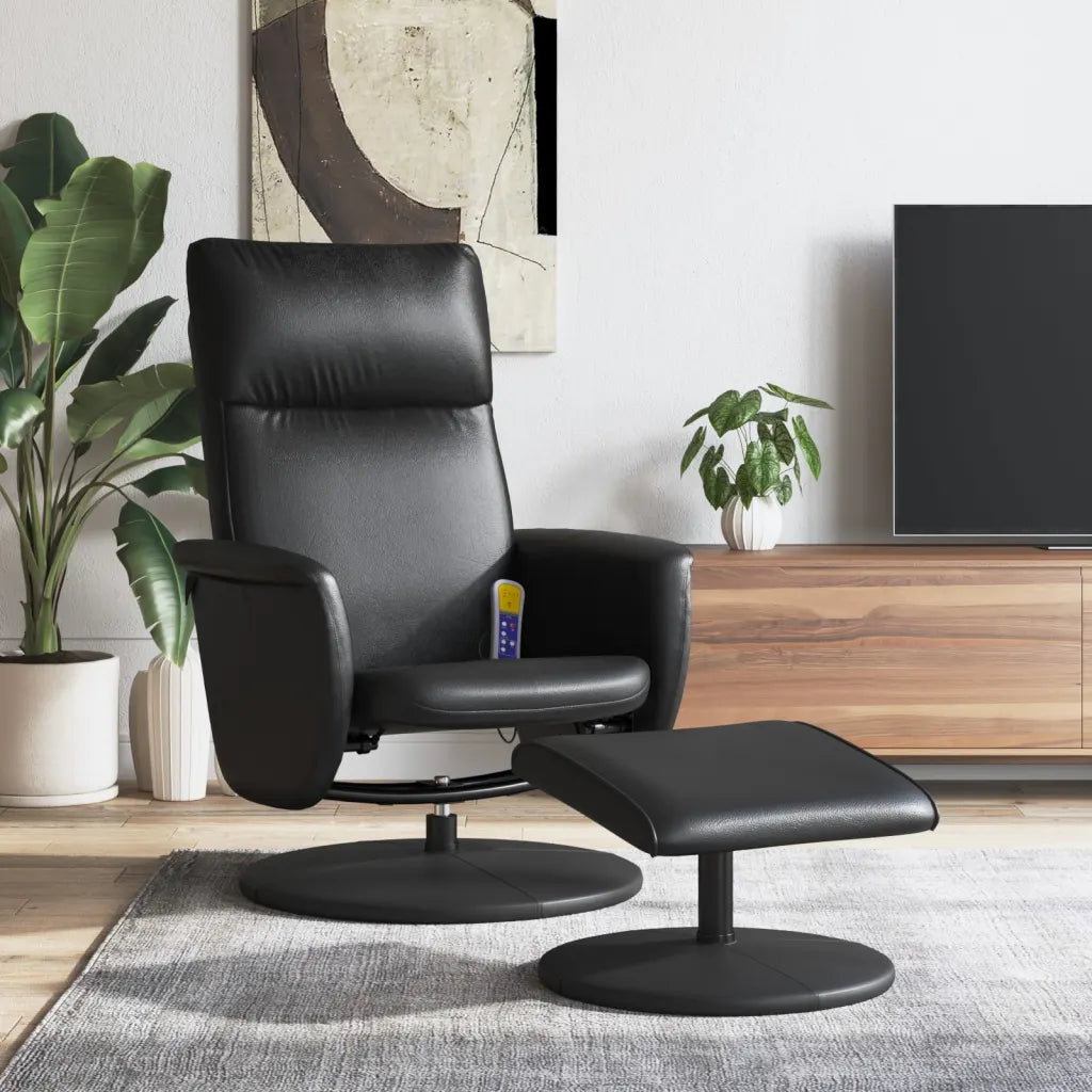 Un Fauteuil Pivotant Inclinable en Cuir avec fonction massant.