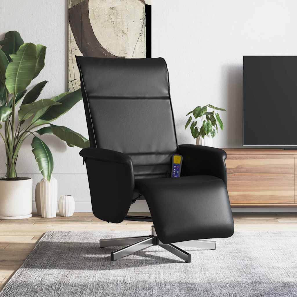 Fauteuil relax noir avec repose-pied dans un salon