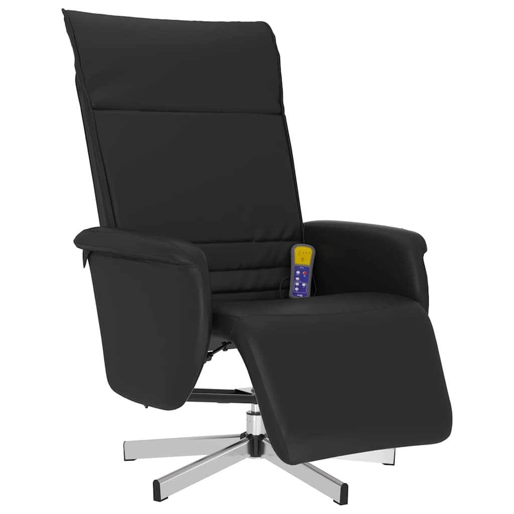 Fauteuil relax noir de trois quarts avec repose-pied