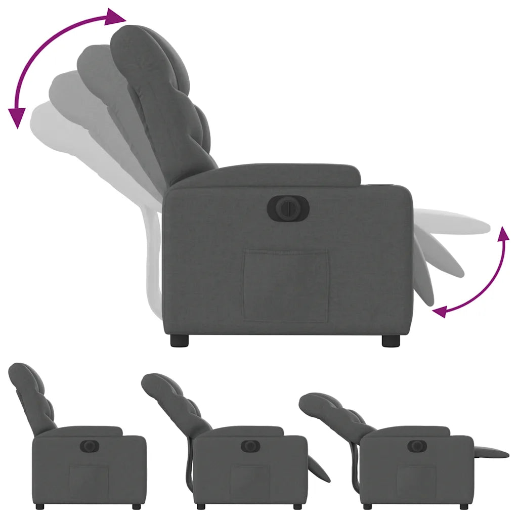 Vue latérale du fauteuil inclinable avec repose-pieds déployé.