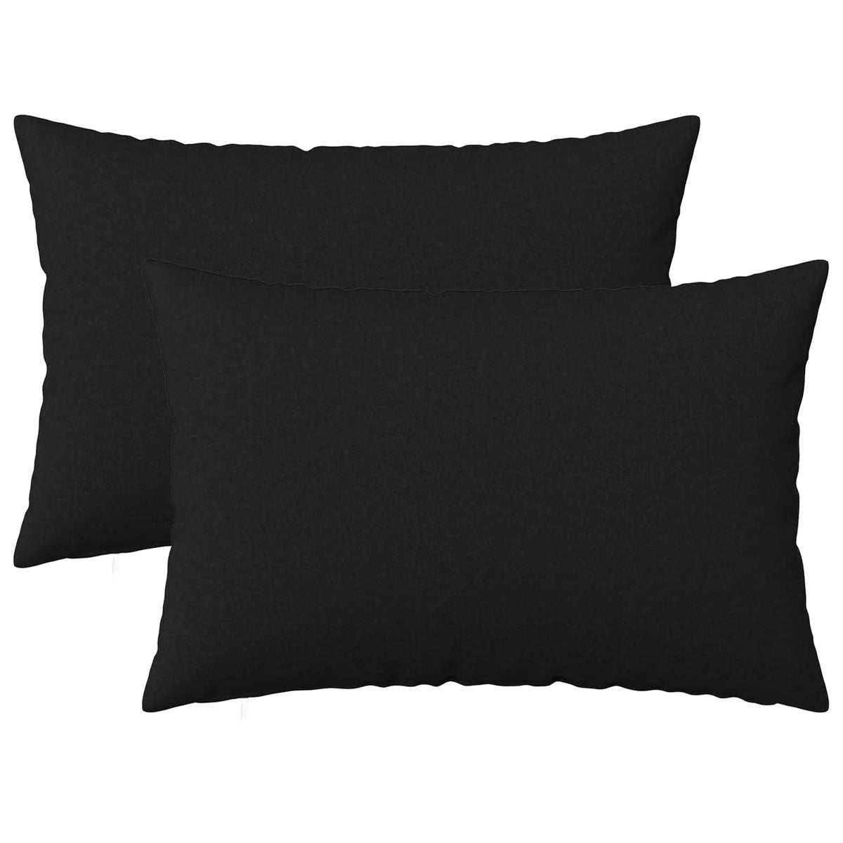 Housse de Coussin 30x50 noir : lot de 2 housses, sans garnissage