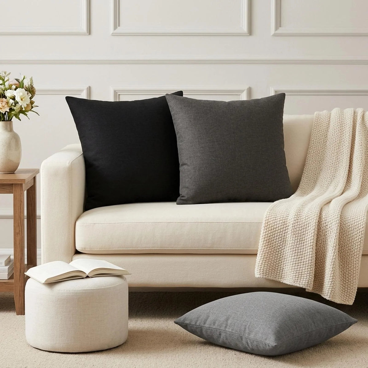 Housse de Coussin 45x45 gris clair : 45 × 45 cm