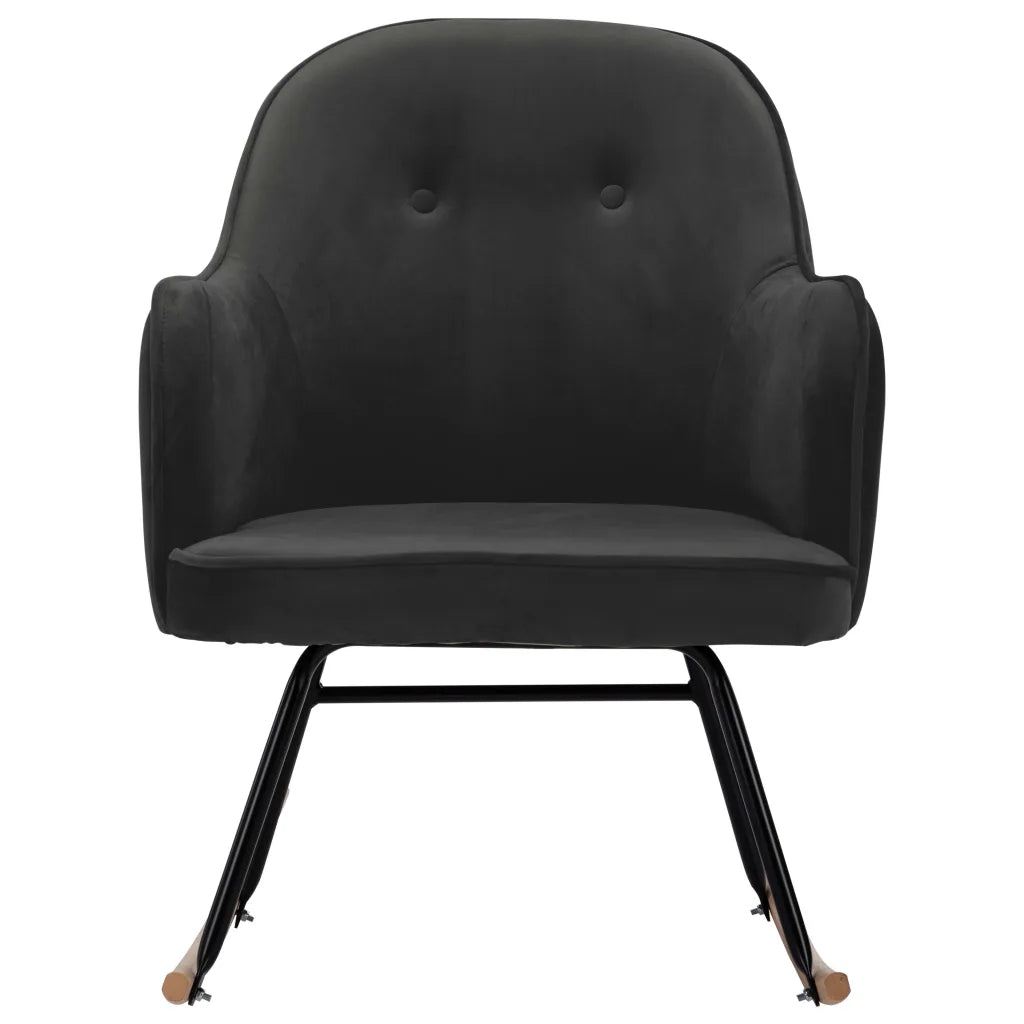 Un Petit Fauteuil à Bascule en velours gris/noir.