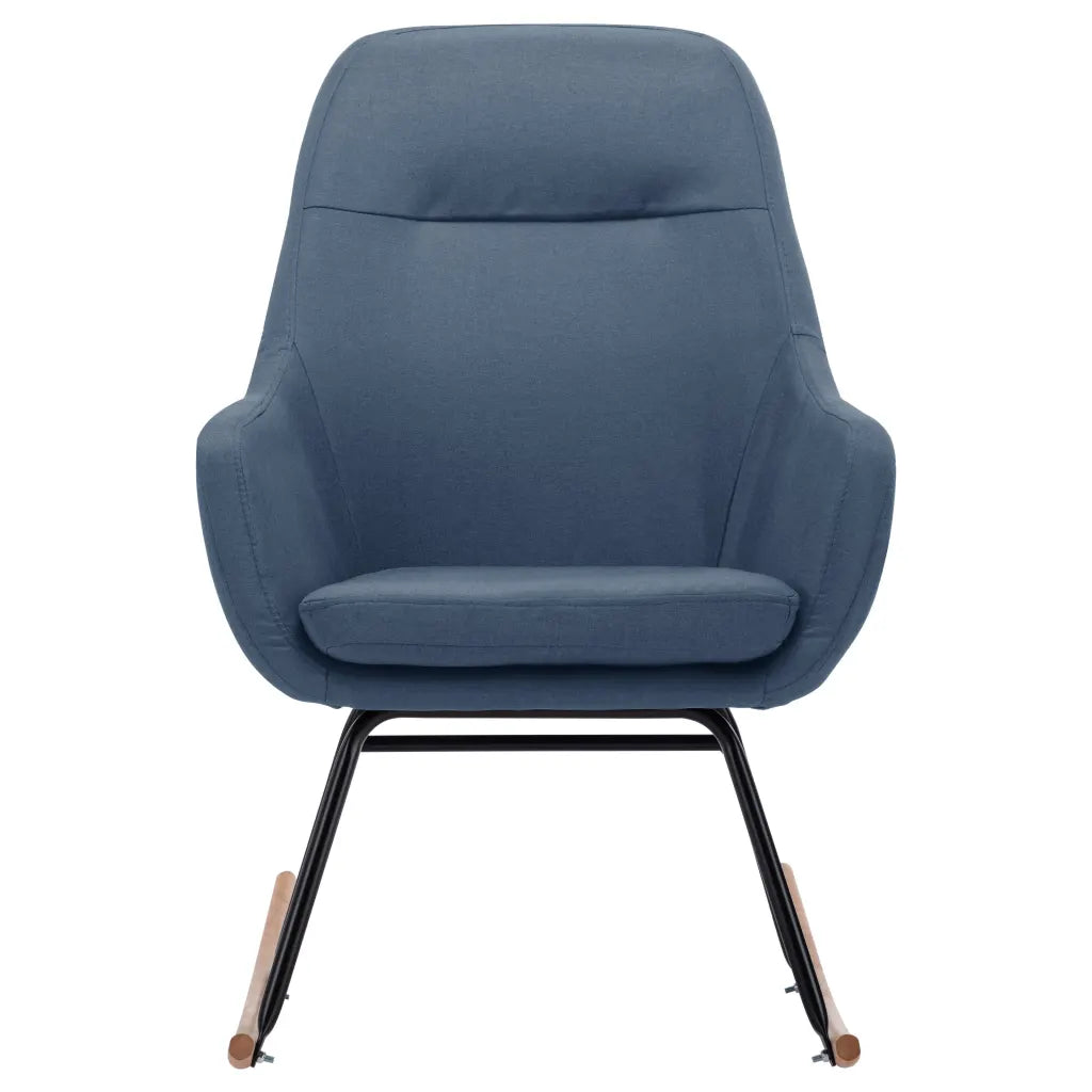 Un petit Fauteuil Idéal pour l'Allaitement, recouvert avec du tissu de couleur bleu.