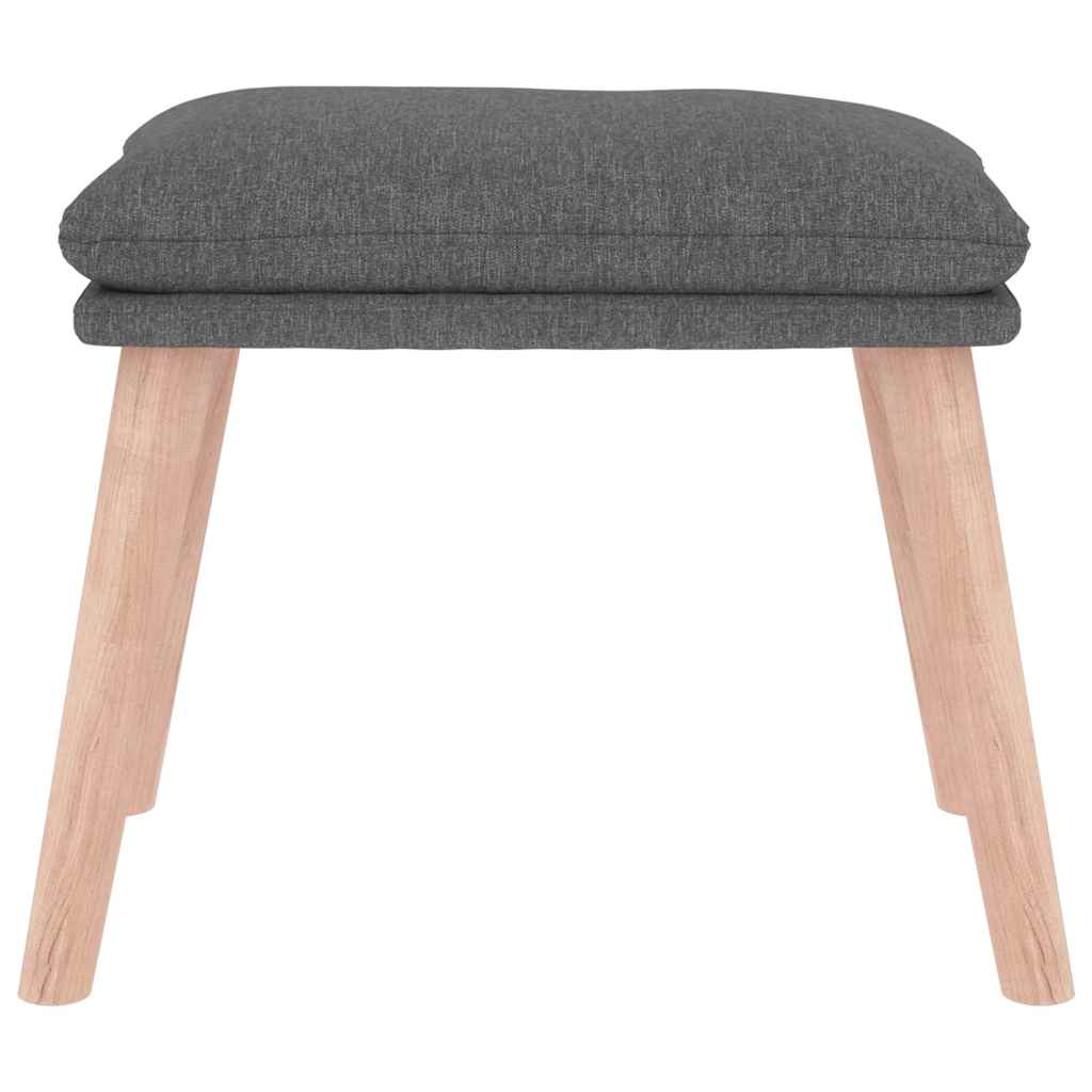 Petit repose-pieds gris clair avec pieds en bois, vue de face