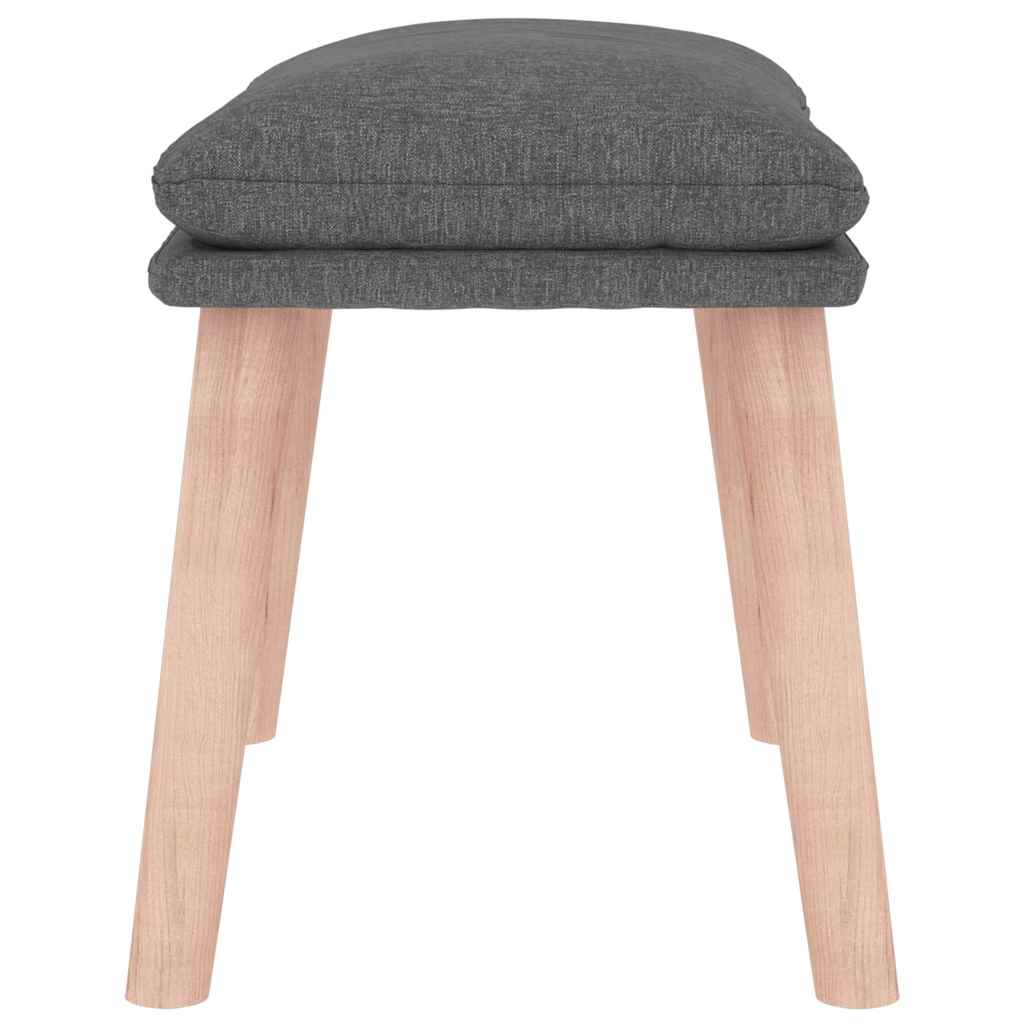 Petit repose-pieds gris clair avec pieds en bois, vue de profil