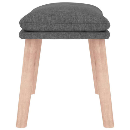 Petit repose-pieds gris clair avec pieds en bois, vue de profil