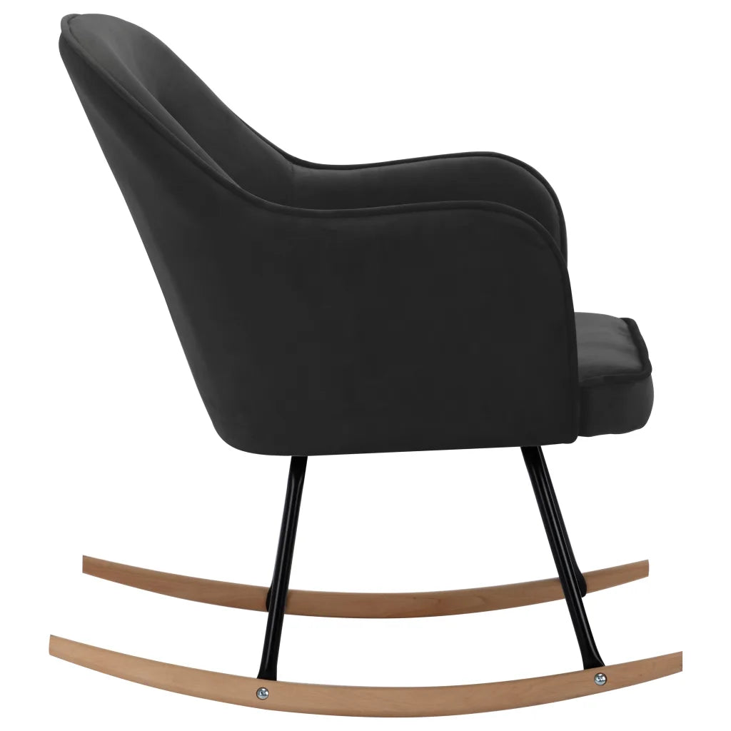 Un Petit Fauteuil à Bascule en velours gris/noir.