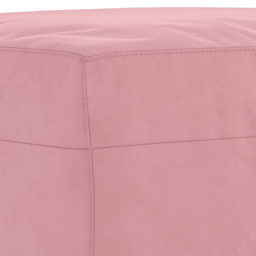 Pouf repose-pieds rose en velours, détail du revêtement