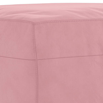 Pouf repose-pieds rose en velours, détail du revêtement