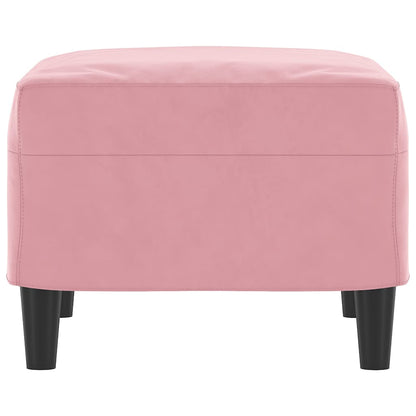 Pouf repose-pieds rose en velours, vue de côté