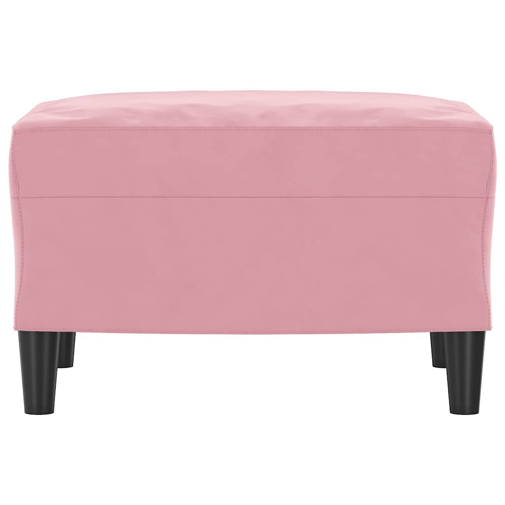 Pouf repose-pieds rose en velours, vue de face