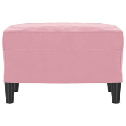 Pouf repose-pieds rose en velours, vue de face