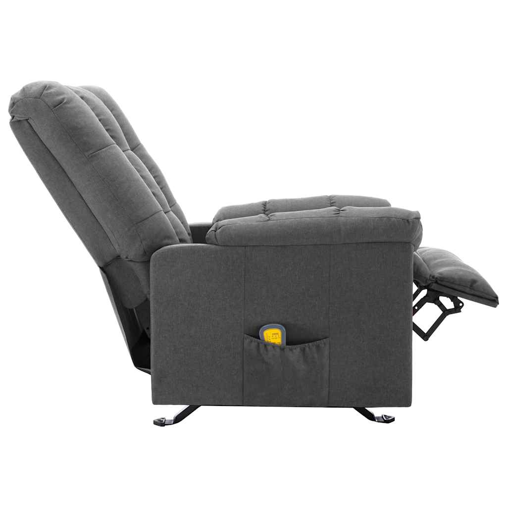 Profil du fauteuil massant gris clair avec repose-pied déployé