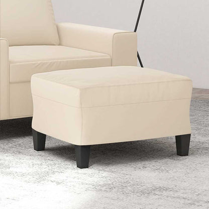 Repose-pieds beige en microfibre, en situation dans le salon