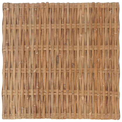 Repose-pieds en rotin naturel avec coussin crème, vue du dessus sans coussin