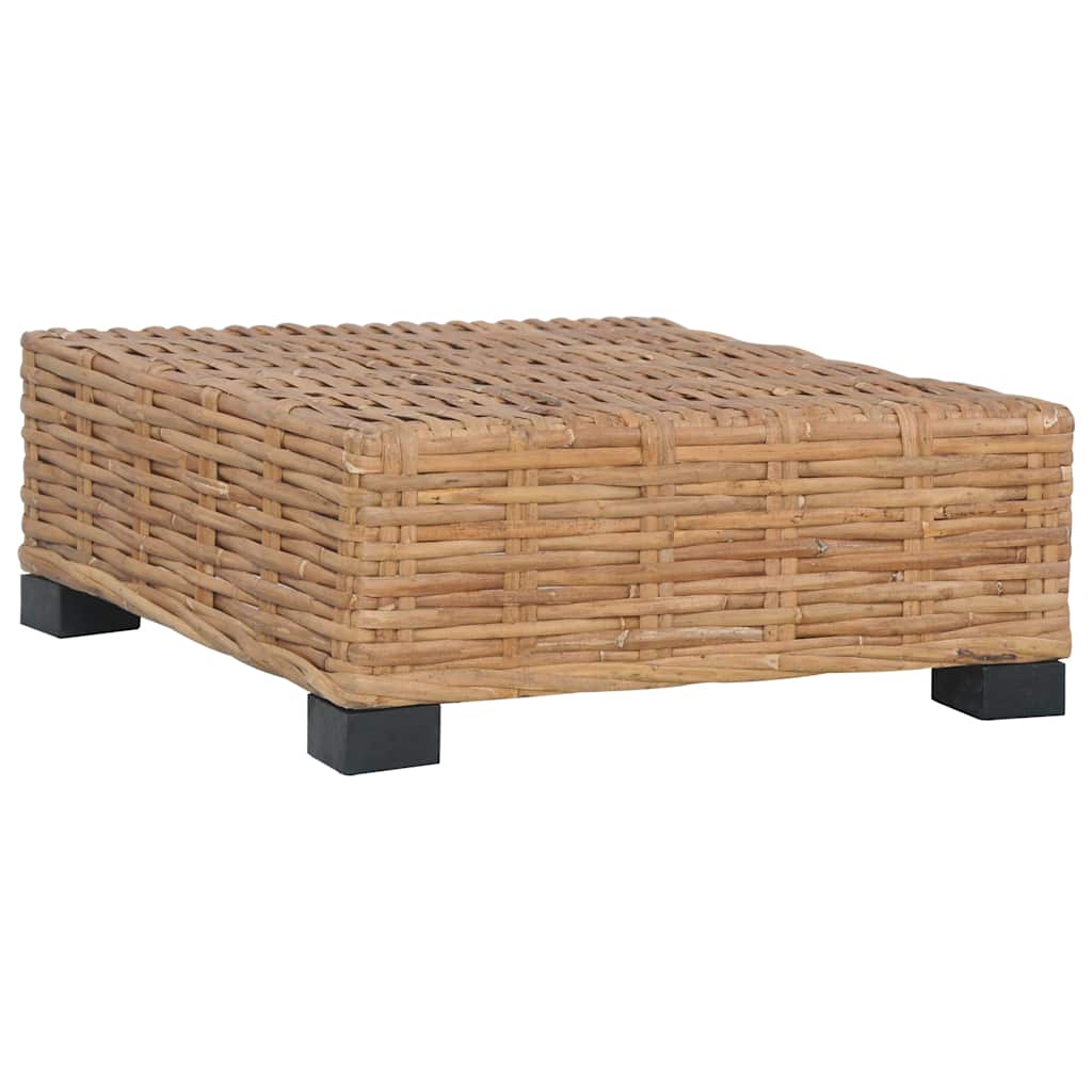 Repose-pieds en rotin naturel avec coussin crème, sans coussin