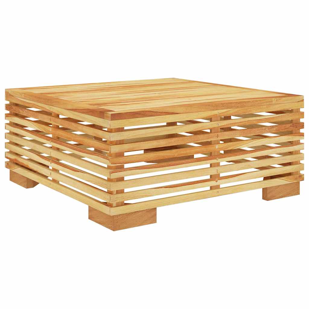 Repose-pieds en teck avec coussin crème, structure en bois sans coussin