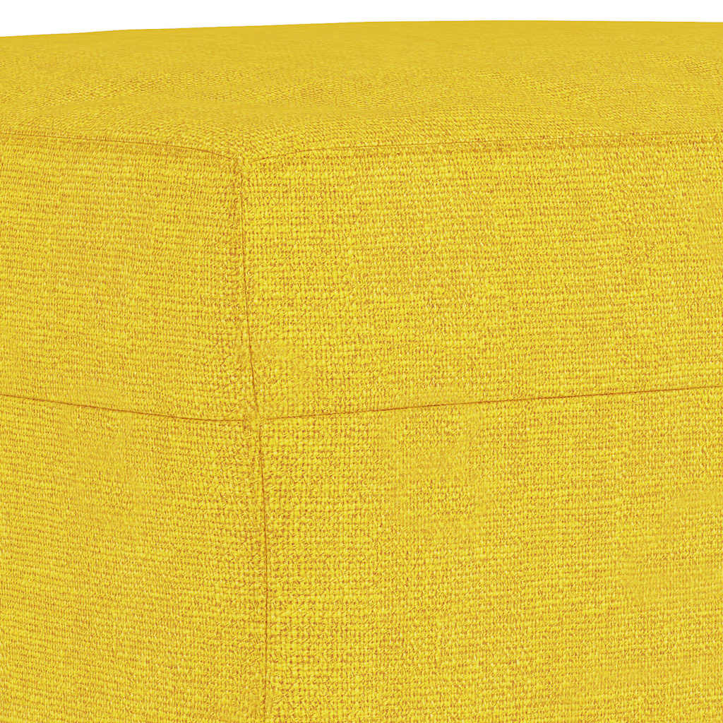 Repose-pieds jaune clair en tissu, détail du revêtement