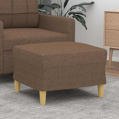 Repose-pieds marron en tissu, en situation dans le salon
