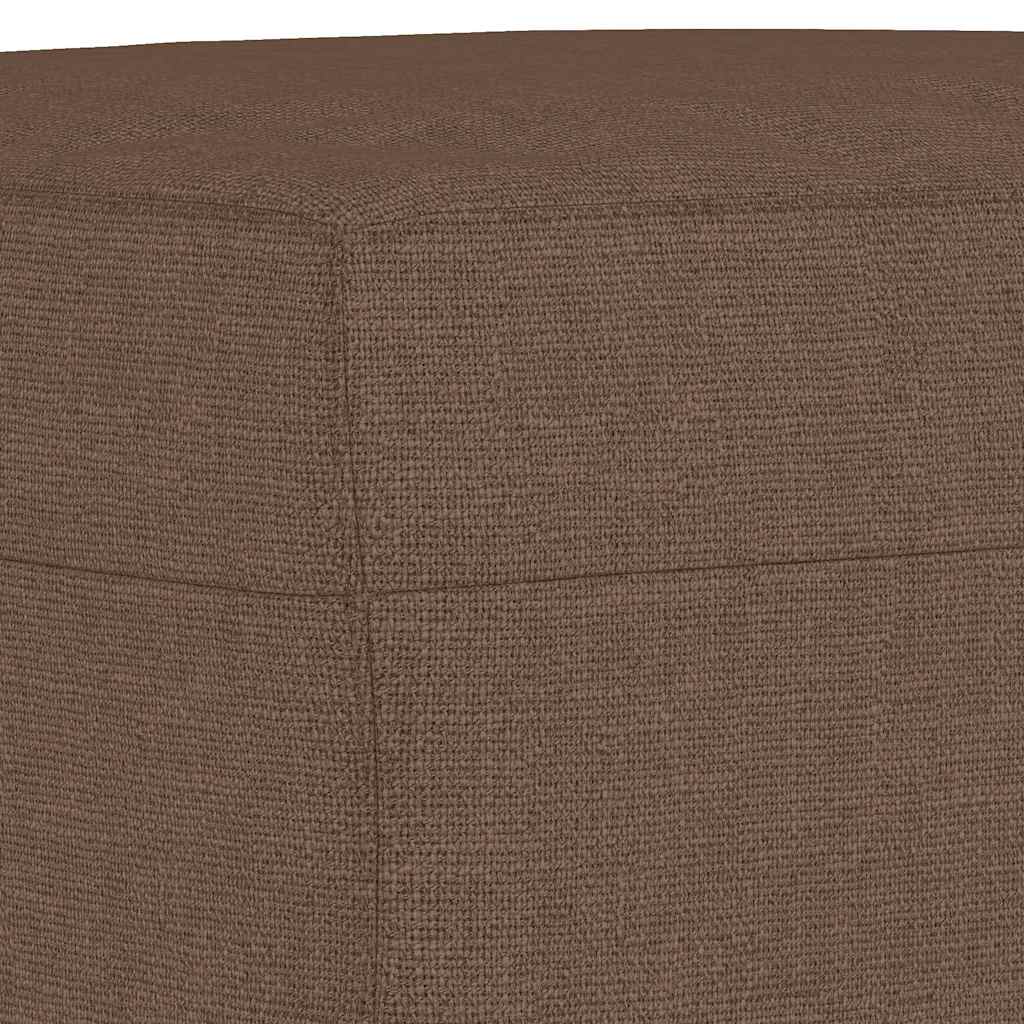 Repose-pieds marron en tissu, détail du revêtement