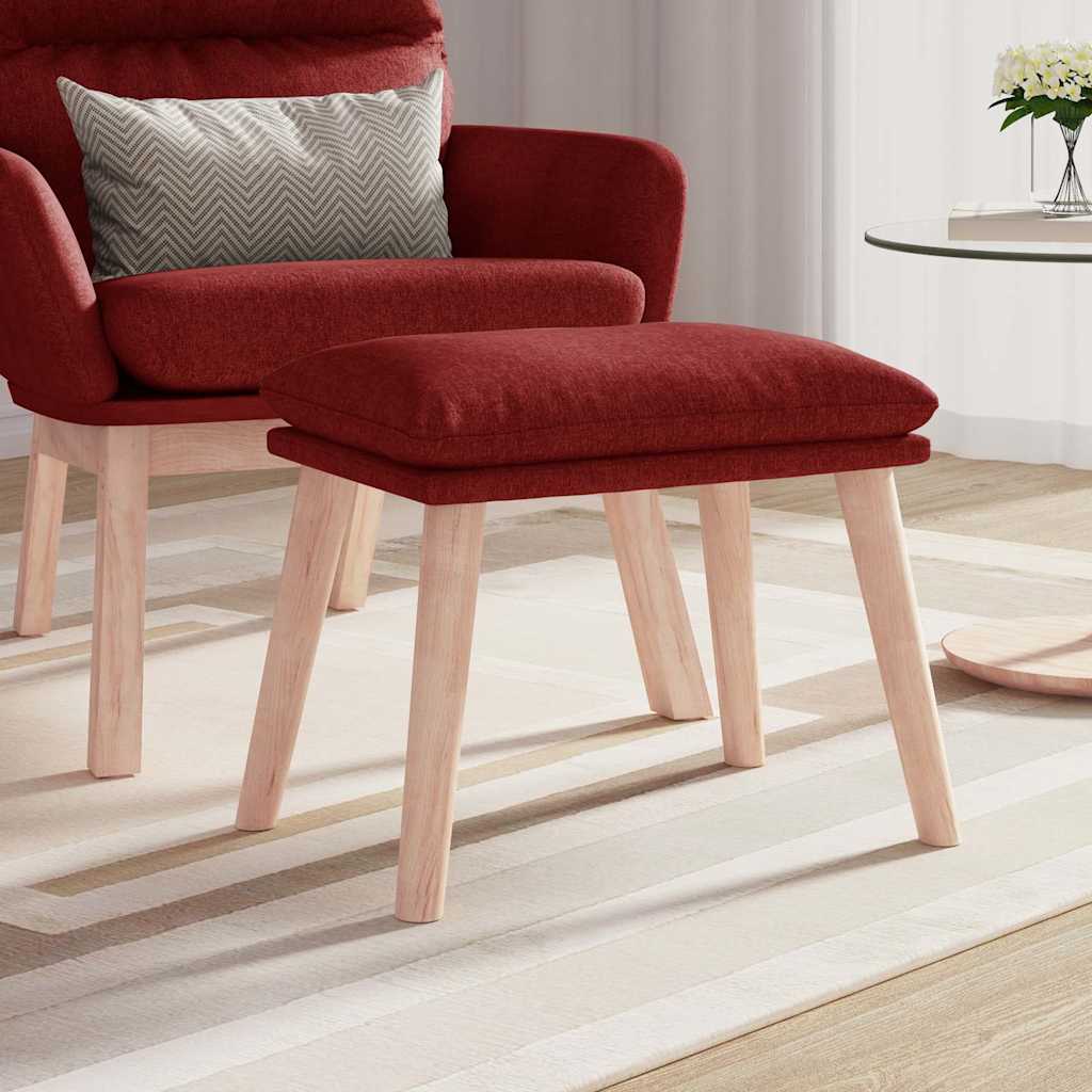 Repose-pieds rouge bordeaux, en situation dans le salon