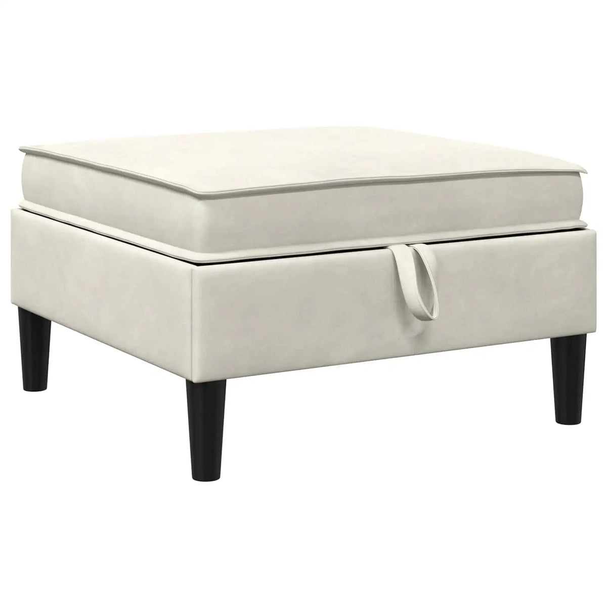 Pouf repose-pieds creme avec rangement, vu en biais