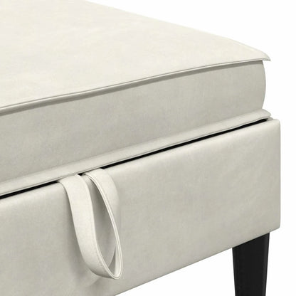 Détail de la languette et du couvercle du pouf creme