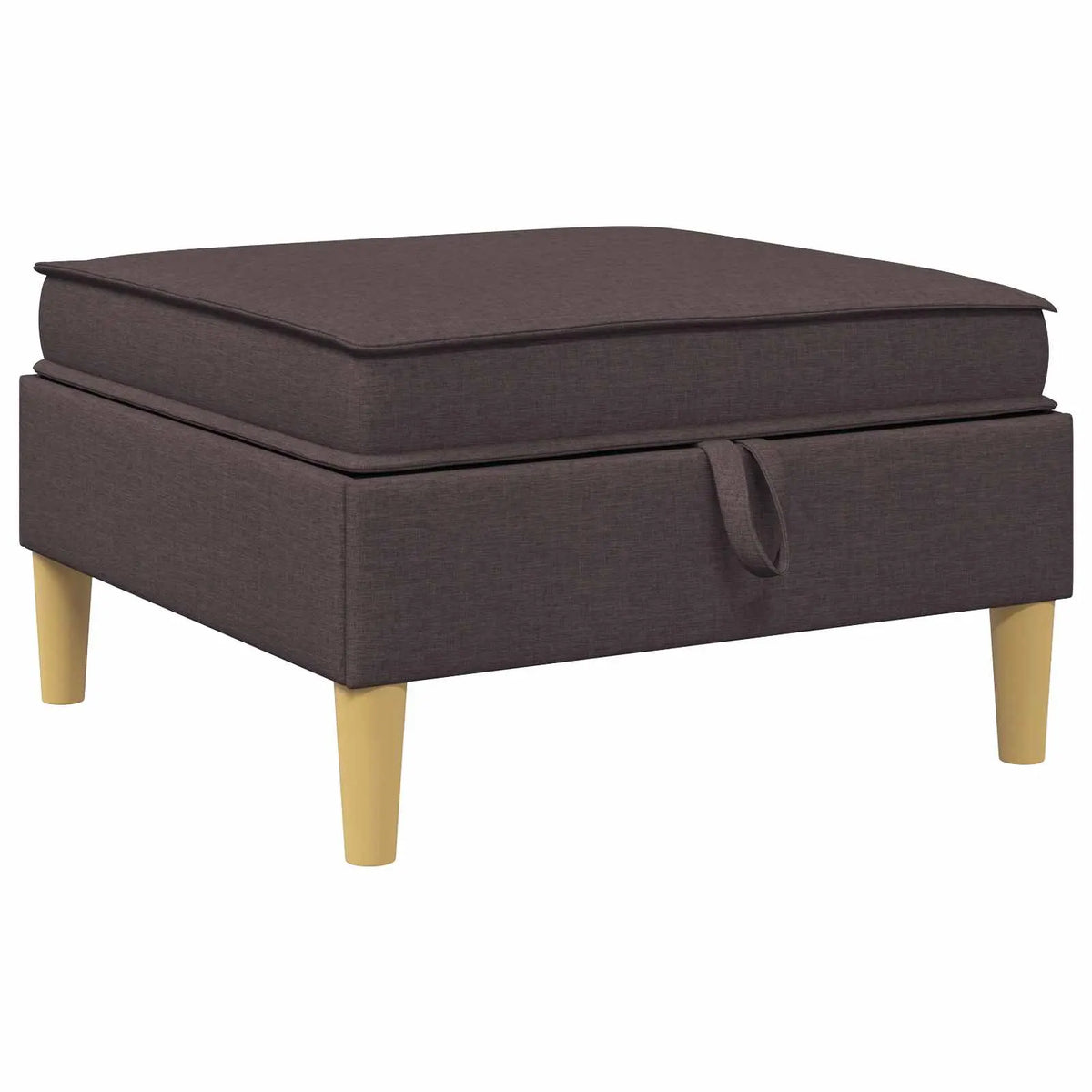 Pouf repose-pieds marron avec rangement, vu en biais