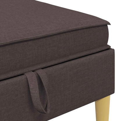 Détail de la languette et du couvercle du pouf marron