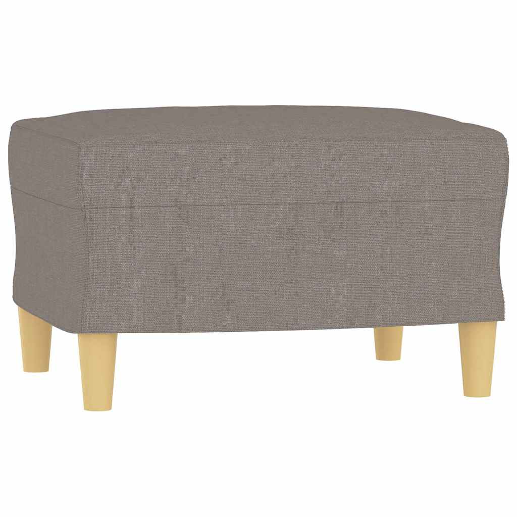Repose-pieds taupe en tissu, vue d’ensemble sur fond blanc