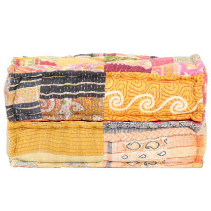 Repose-pieds patchwork multicolore vu en biais