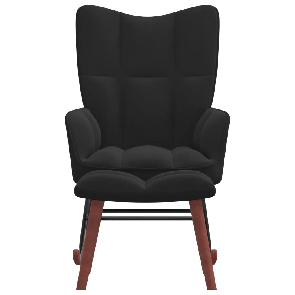 Une Chaise Rocking Chair Noir avec son tabouret noir.