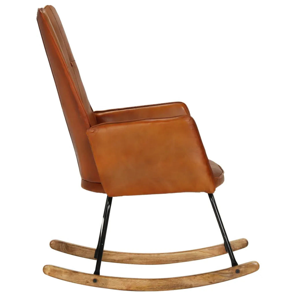 Un Rocking Chair Marron en cuir véritable.