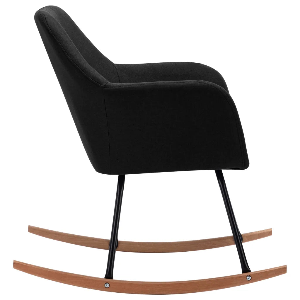 un rocking chair au tissu de couleur noir