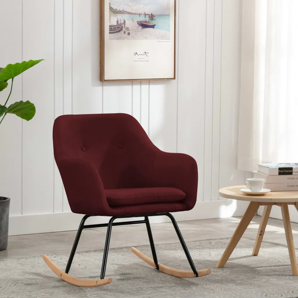 Un rocking chair rouge dans un salon