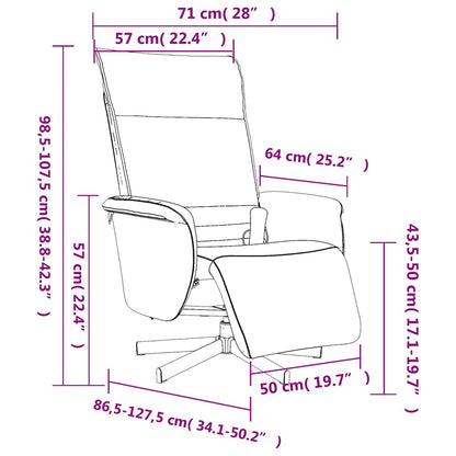 Schéma coté du fauteuil de bureau inclinable avec repose pied